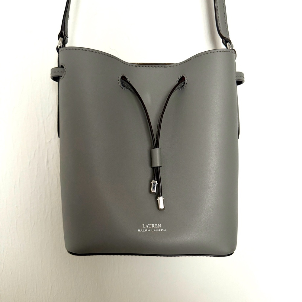 Ralph Lauren Grey Leather Bucket Purse